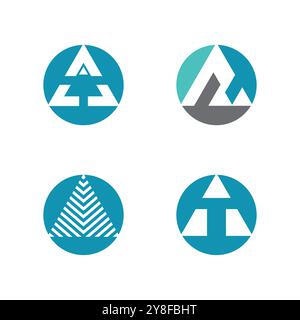 Futuristic Triangle Chain logo design inspiration Stock Vector