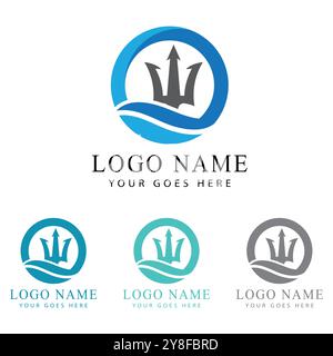 Trident Logo Template vector icon illustration design Stock Vector