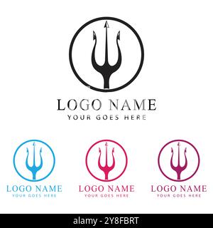 Trident Logo Template vector icon illustration design Stock Vector