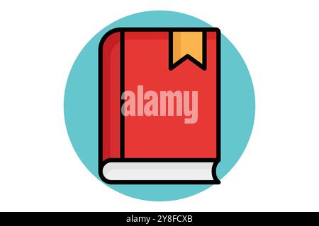 Book colored outline icon. icon related to online course. education elements vector illustration Stock Vector