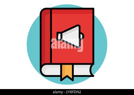 Audiobook colored outline icon. book with speaker. icon related to online course. education elements vector illustration Stock Vector