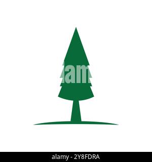 Pine tree illustration vector flat design template Stock Vector