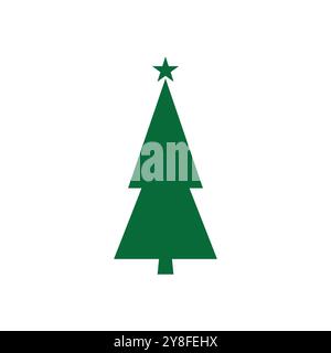 Pine tree illustration vector flat design template Stock Vector