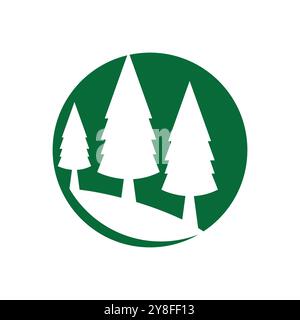 Pine tree illustration vector flat design template Stock Vector