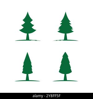 Pine tree illustration vector flat design template Stock Vector