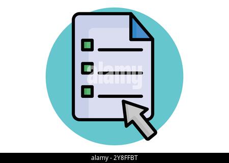 Exam colored outline icon. paper with pointer. icon related to online course. education elements vector illustration Stock Vector