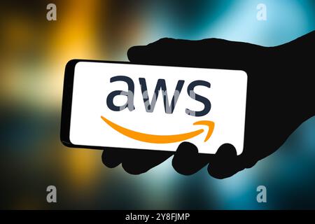 AWS by Amazon displayed on smartphone Stock Photo