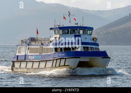 Ali Cat is a passenger ferry operated by Caledonian MacBrayne on the Gourock - Dunoon service, pictured here when run by Argyll Ferries. Stock Photo