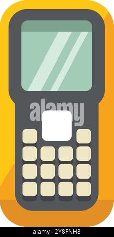 Yellow barcode scanner scanning an item in a store Stock Vector