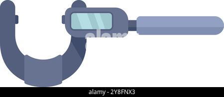 Outside micrometer measuring tool icon showing open jaws for measuring external dimensions Stock Vector