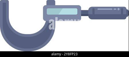 Professional metallic outside micrometer measuring tool with scale is lying on white background Stock Vector