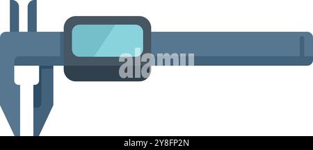 Digital caliper icon in flat style, measuring tool equipment isolated on white background Stock Vector