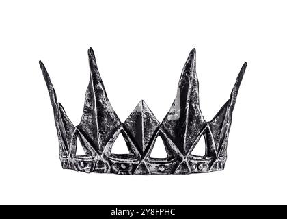 Ancient dark fantasy royal crown isolated on white background with clipping path Stock Photo