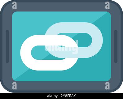 Smartphone is displaying two interconnected chain links, symbolizing the concept of digital linking Stock Vector