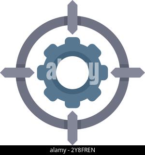 Marketing strategy focusing on automation represented by a gear in a target icon Stock Vector