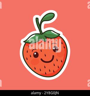 Cute and Vibrant Strawberry Vector Sticker Design Stock Vector Image ...