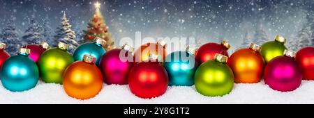Christmas card decoration with tree background banner copyspace copy space snow Stock Photo