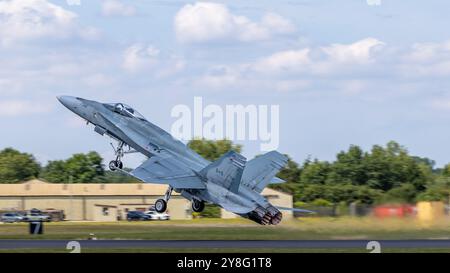 Royal Canadian Air Force - McDonnell Douglas F-18 Hornet, performing at the Royal International Air Tattoo 2024. Stock Photo