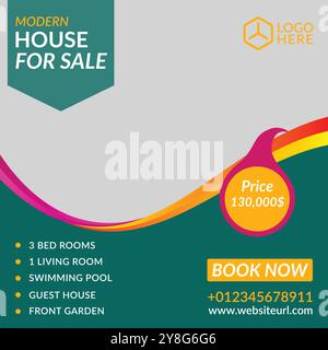 A modern real estate social media post banner template vector design Stock Vector