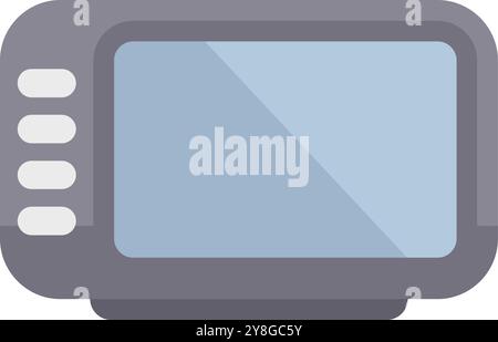 Gray television set with buttons showing blank screen, isolated over white background Stock Vector