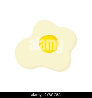 illustration of a fried egg with yellow yolk and white isolated on white background. Stock Vector