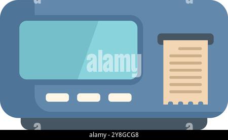 Electronic cash register printing paper receipt, modern device for paying with credit card Stock Vector