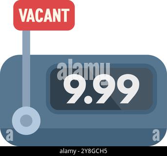 Vacant taxi meter showing price of a ride, icon in flat style Stock Vector