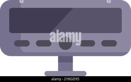 Car audio system with display, buttons and a large circular button in the center Stock Vector