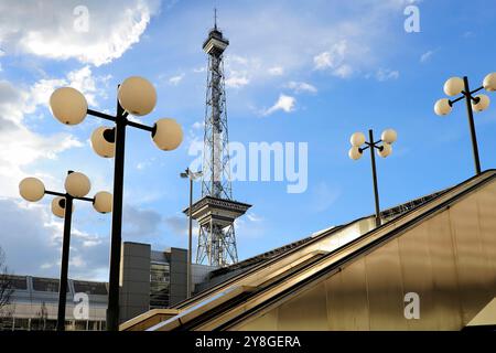 Berlin, Radio tower Funkturm, waves, signal radio tower architecture Berliner Funkturm, radio, signal, tower, architecture, Westberlin, Stock Photo