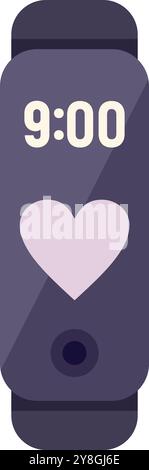 Illustration of a smartwatch showing heart rate and time, perfect for topics about health and technology Stock Vector