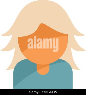 Faceless female avatar with blond hair wearing a blue shirt, flat icon style illustration Stock Vector