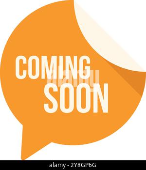 Orange speech bubble announcing a new product launch coming soon Stock Vector