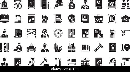 Crime icons High-Quality Vector Icons Collection with Editable Stroke. Ideal for Professional and Creative Projects. Stock Vector