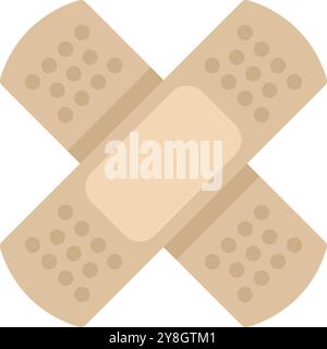 Two beige adhesive medical plasters are forming a cross shape Stock Vector