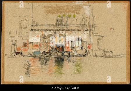 The Palace; white and pink.  James McNeill Whistler.  1879/1880.  Pastel and conté crayon on brown wove paper. Stock Photo