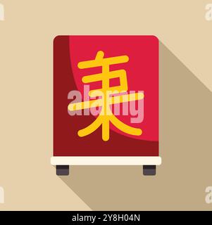 Red sign showing the chinese symbol for spring standing upright, typically used as decoration during chinese new year celebrations Stock Vector