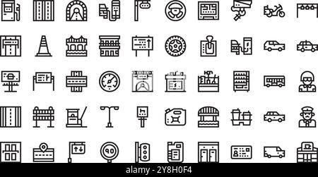 Motorway icons High-Quality Vector Icons Collection with Editable Stroke. Ideal for Professional and Creative Projects. Stock Vector