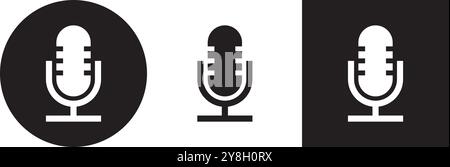 Microphone Icon Shapes Isolated. Microphone icon shape, microphone circular icon, microphone square icon. Stock Vector