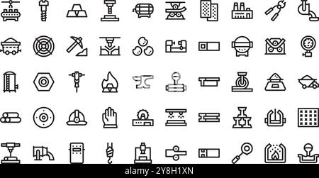 Metallurgy icons High-Quality Vector Icons Collection with Editable Stroke. Ideal for Professional and Creative Projects. Stock Vector