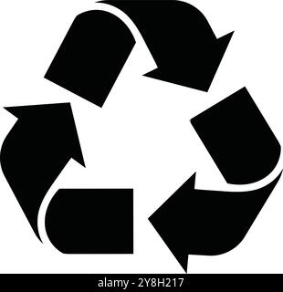 The universal recycling symbol consisting of three folded arrows. Isolated recycle icon. Stock Vector