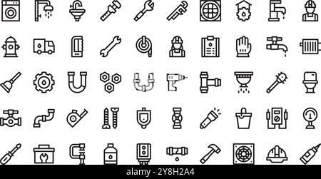 Plumber icons High-Quality Vector Icons Collection with Editable Stroke. Ideal for Professional and Creative Projects. Stock Vector