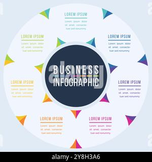 Circle Infographic design 7 steps, objects, elements or options infographic business template Stock Vector