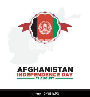 Afghanistan Independence Day, 17 August, greeting card, stock illustration, Afghanistan Independence Day editable template. eps file. Stock Vector