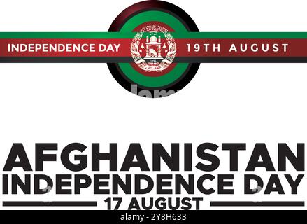 Afghanistan Independence Day, 17 August, greeting card, stock illustration, Afghanistan Independence Day editable template. eps file. Stock Vector