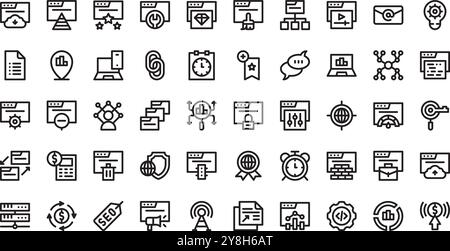 Seo and sem icons High-Quality Vector Icons Collection with Editable Stroke. Ideal for Professional and Creative Projects. Stock Vector