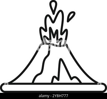 Volcano erupting hot lava outline icon for web, mobile and infographics Stock Vector
