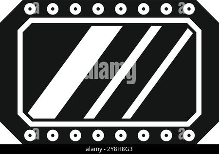 Black and white vector illustration of a spaceship porthole window illuminating dark space with three bright stripes Stock Vector