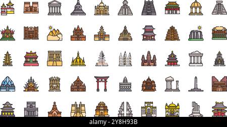 Temples icons High-Quality Vector Icons Collection with Editable Stroke. Ideal for Professional and Creative Projects. Stock Vector