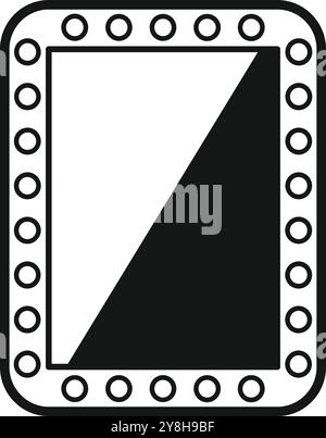 Simple black and white square frame divided diagonally, featuring circle detailing around the border, ideal for a minimalist design aesthetic Stock Vector