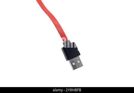 Red USB cable isolated on white background Stock Photo